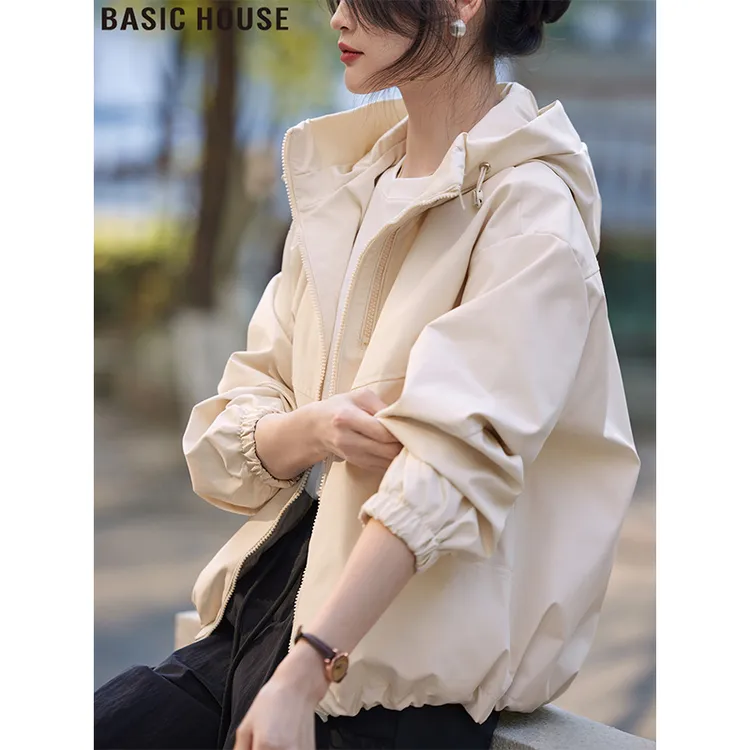 Basic House/百家好美式户外休闲连帽运动夹克外套女2025秋季新款