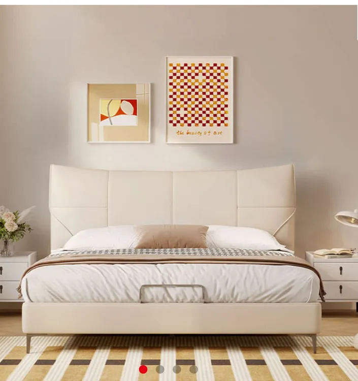 天禧派卧室床/KH.B1053-S简屿。采用优质牛皮，展现柔软细腻触感。