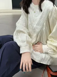 亚麻法式手工刺绣定制上衣  699