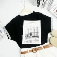玲姐定制-亮片小飞袖宽松休闲字母设计感下摆薄款针织短袖113120