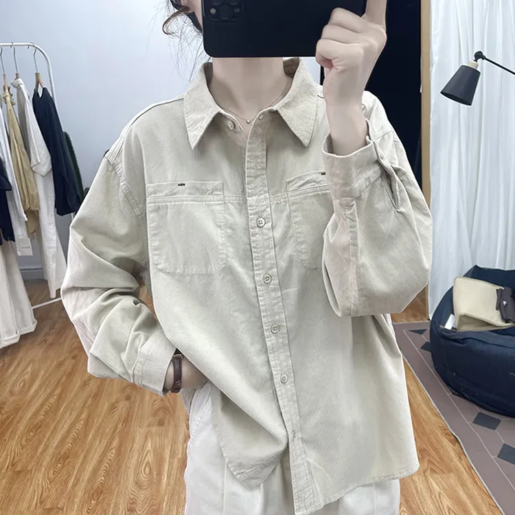 韩版宽松polo领纯棉灯笼袖长袖减龄休闲时尚小众设计感秋季新款女