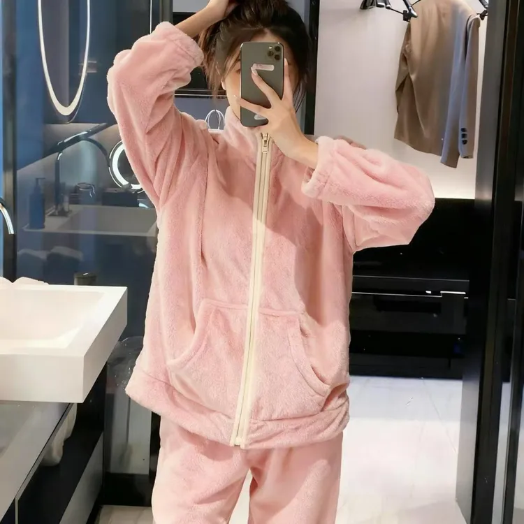 冬季家居服套装情侣保暖长裤法兰绒男女款运动睡衣