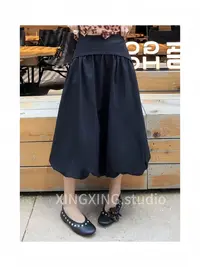 X.x.花苞半身裙女高级设计感小众法式中高腰显瘦a字中长裙子6766