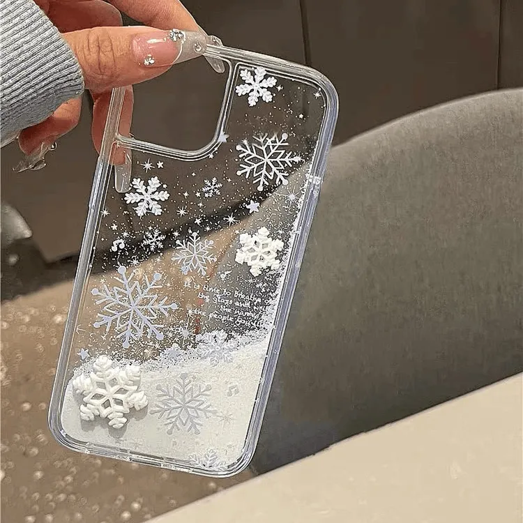 【皮卡】雪花流沙秋冬适用于苹果16promax透明15pro流沙14plus卡通