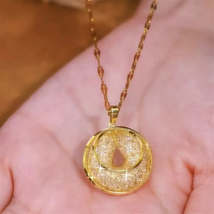 跨境新款金丝网状圈圈吊坠项链女气质高级感个性锁骨链饰现货批发