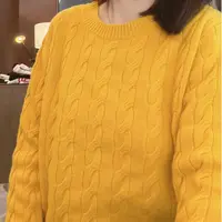 雪姐服饰「蓝马麻花毛衣」新款百搭刺绣针织羊毛衫时尚圆领毛衣