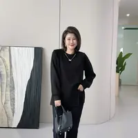 微胖女装【水柔卫衣】秋季新款飞肩链条装饰开衩卫衣显瘦上衣20817