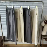 秋冬bf慵懒风纯色百搭显瘦显腿长含羊毛针织阔腿裤25091143