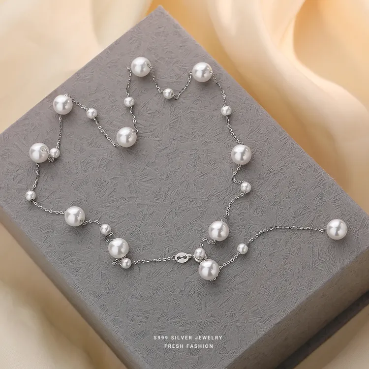 坠链均925银 纯银优雅满天星项链女气质锁骨链Y字链