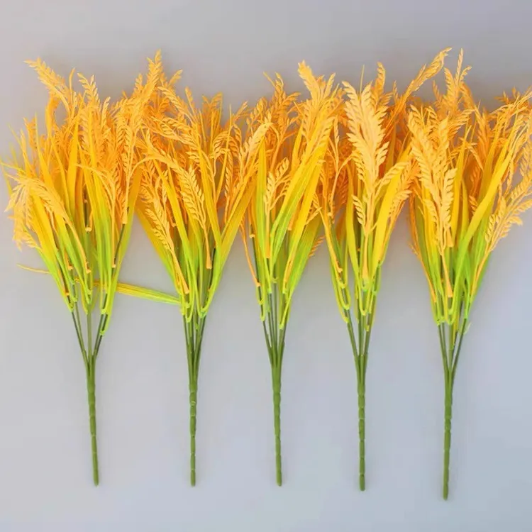 仿真稻谷假稻谷道具塑料麦穗稻穗七杈假稻谷装饰学校演出舞台道具