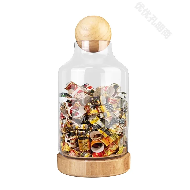 大号雪瓶标签收纳罐实木底座新潮收纳瓶雪标收纳收藏纪念个性展示