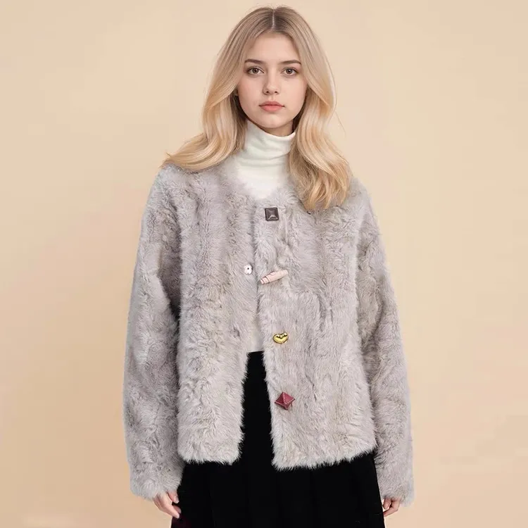 皮毛一体外套女2025冬季新款流行高级软糯显瘦毛毛外套