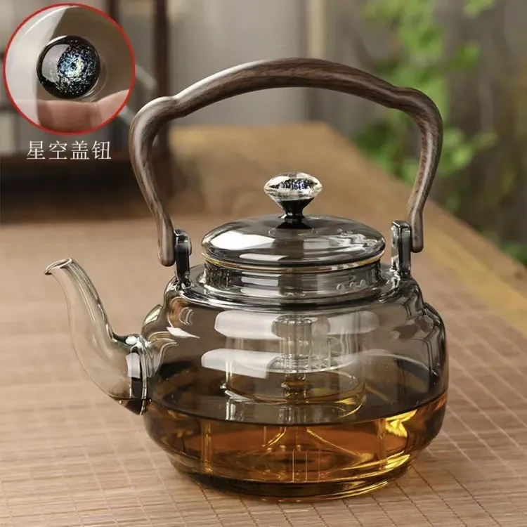 新款加厚星韵提梁壶一体玻璃茶壶耐高温蒸煮泡茶电陶炉煮茶壶