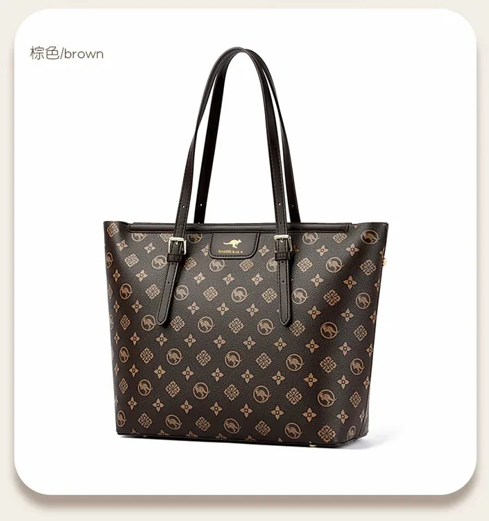棕色肩包子母包女士欧美30-40岁大容量包单肩包潮流托特包