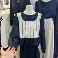 【李姑娘专属】85530韩系时尚百搭刺绣假两件上衣