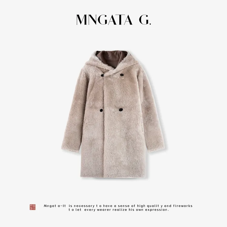 MNGATA G.宫小妍【曼奢小美·银兰】皮毛一体秋冬百搭外套5071666
