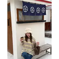 青青·STUDIO〖条纹厚T〗冬款高货韩系条纹绒绒加厚内搭T恤QQ25196