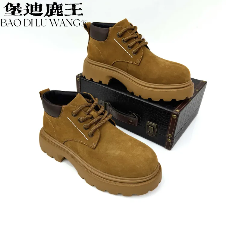 时尚系带休闲风轻便潮流低帮休闲工装鞋圆头胶粘厚底