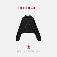 OUDOCKEE 鸥鸥【绵羊毛】海岸线 高领黑菱形亮片针织衫 MACY715T