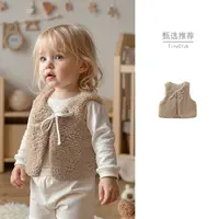Tiny People 宝宝绑带马甲秋冬摇粒绒可爱婴儿坎肩超萌保暖背心