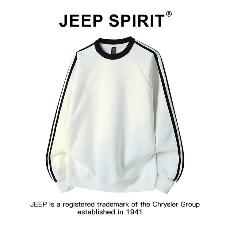 JEEPSPIRIT吉普撞色条纹落肩休闲卫衣男秋季简约百搭圆领宽松上衣