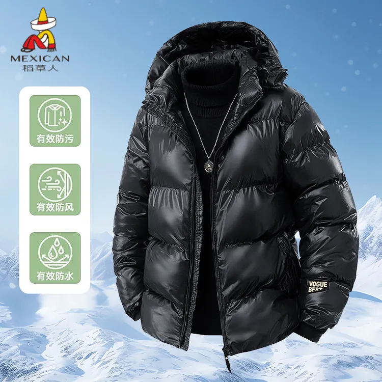 稻草人大码黑金棉服冬季新款防风保暖加厚短款男女情侣棉衣外套男