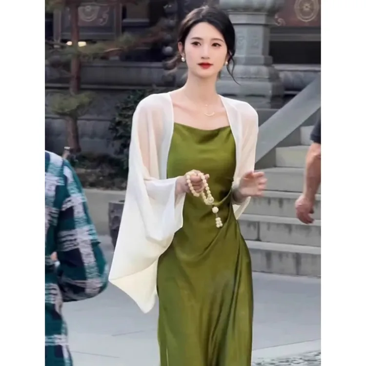 超仙天丝防晒衣女夏季配旗袍裙子外搭小披肩薄纱开衫外套透气罩衫
