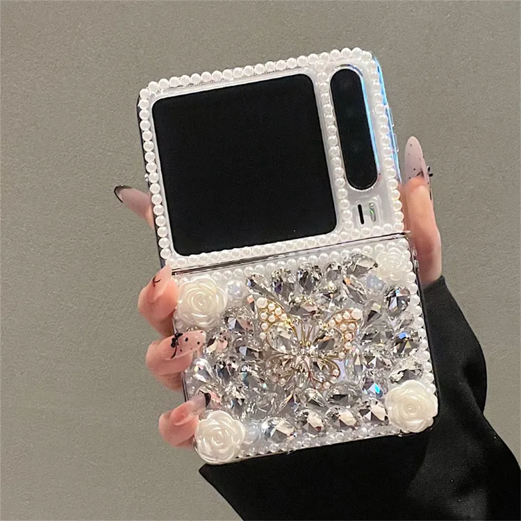 奢华满钻山茶花蝴蝶适用华为puraX典藏版折叠屏手机壳防摔高级感