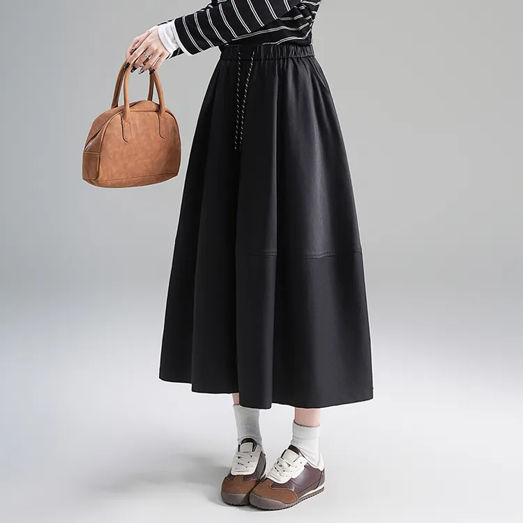 小个子休闲时尚高腰半身裙2025秋季新款亲肤高端减龄中长款A字裙