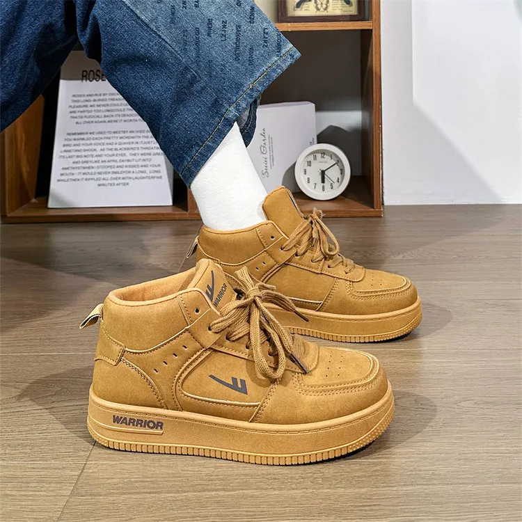 Warrior/回力男加绒保暖鞋子厚底复古板鞋男女同款高板鞋ins潮流