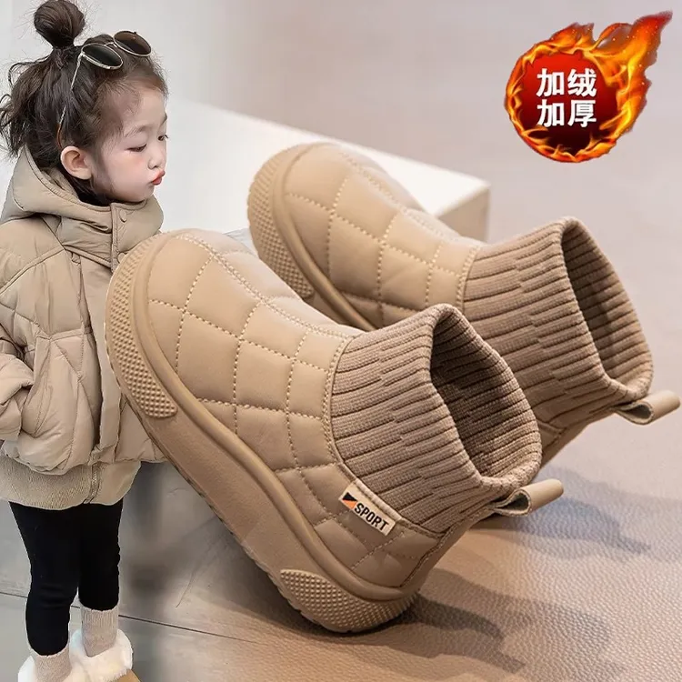 ABC儿童雪地靴2025冬季新款女童袜子靴男童棉靴女孩保暖加厚棉鞋