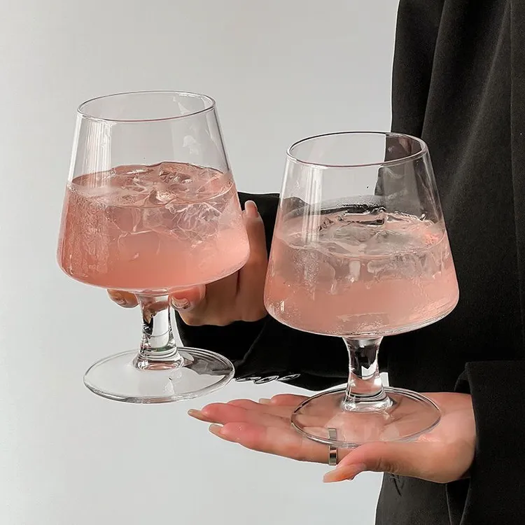 苏打水气泡杯 ins网红餐厅玻璃酒杯矮脚白兰地杯冰咖啡杯饮料杯子