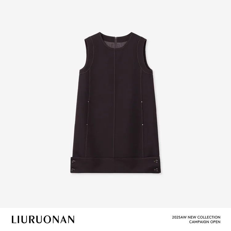 LIURUONAN 25WIN【风琴箱背心裙】明线设计圆领无袖叠穿显瘦连衣裙