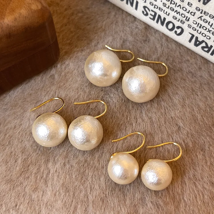 非金属仿珍珠耳饰 棉花仿珍珠耳钩耳钉女高级感轻奢气质耳环耳饰