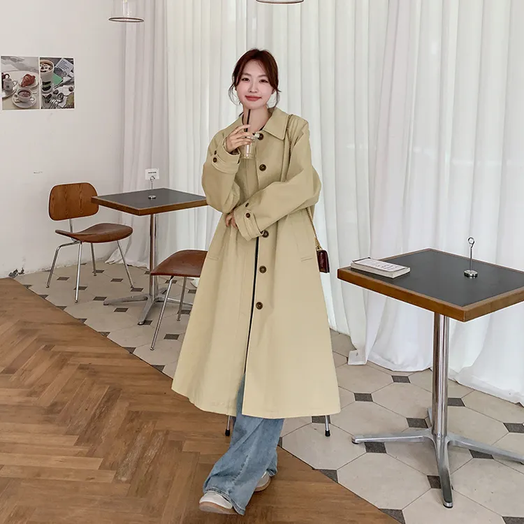 洋气2025休闲新款韩系小个子风衣春秋韩版外套显瘦气质中长款大衣