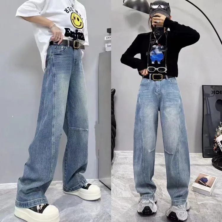 61282春新款牛仔裤女阔腿弯刀长裤香蕉裤宽松弛感加长高个子炸街