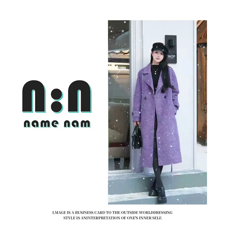 【机场女明星】 高级感外套女 新款系带显瘦小个子毛呢外套