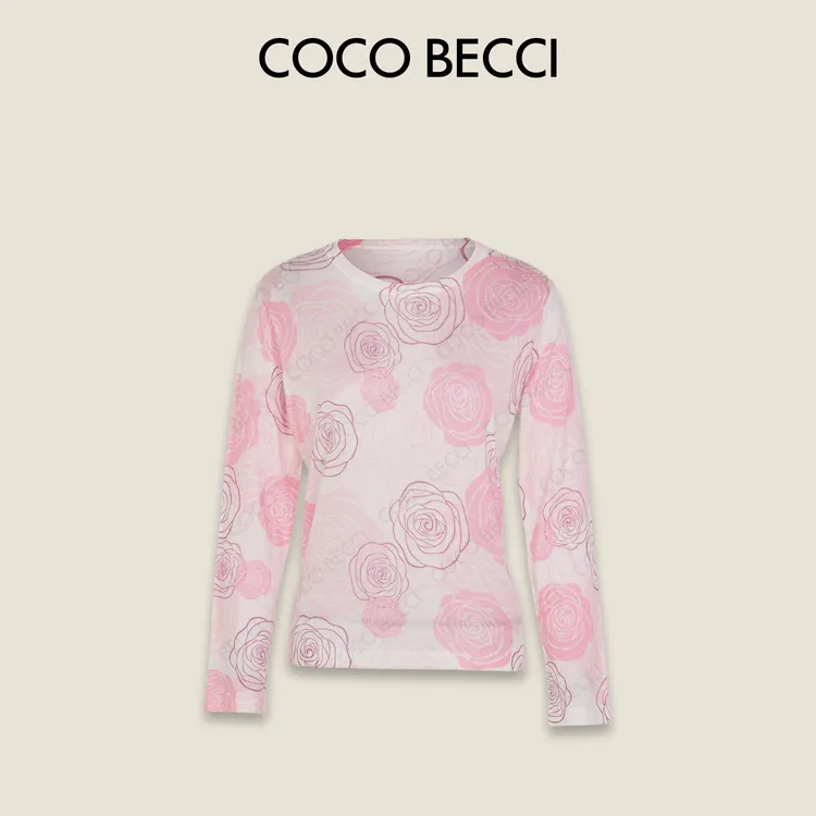 COCO BECCI【玫瑰花】绵羊毛玫瑰柔美浪漫气质针织衫CFLJC331152