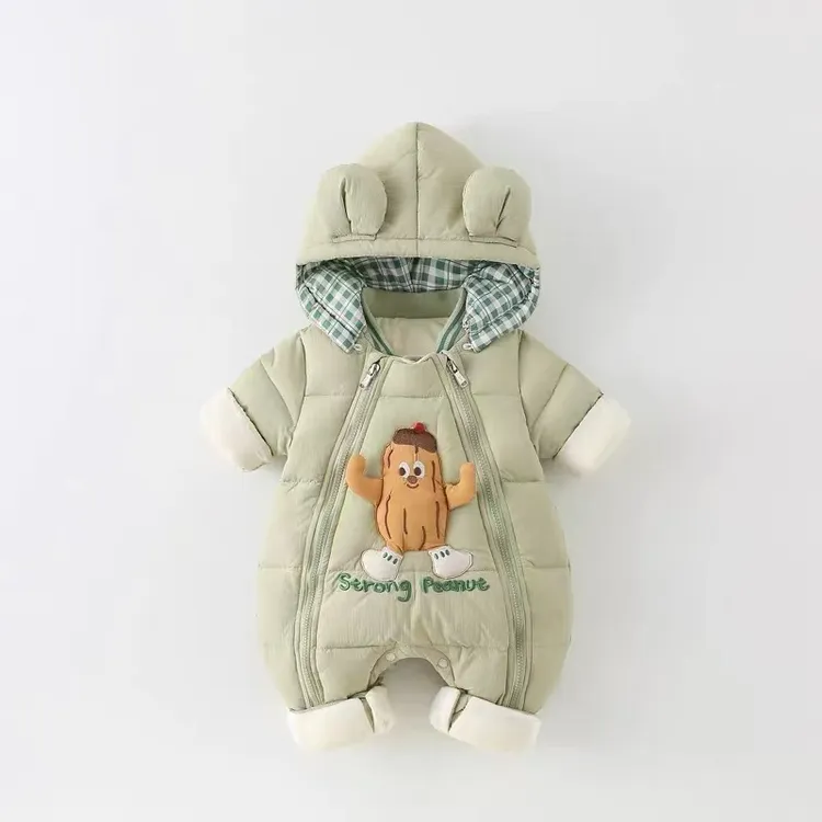 婴儿衣服冬装棉服连体衣男女加绒加厚保暖宝宝冬季外出抱衣爬爬服