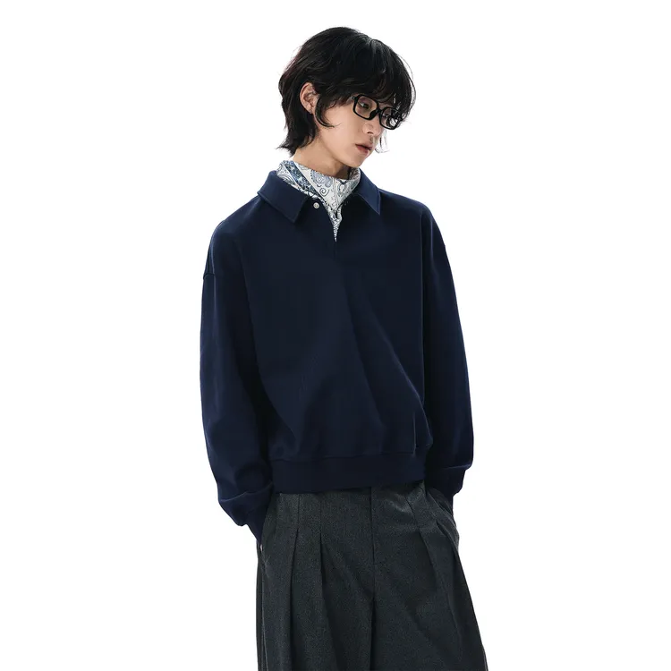 SAMEUOO散养文化「简爱」短款Polo卫衣秋季时尚休闲翻领上衣