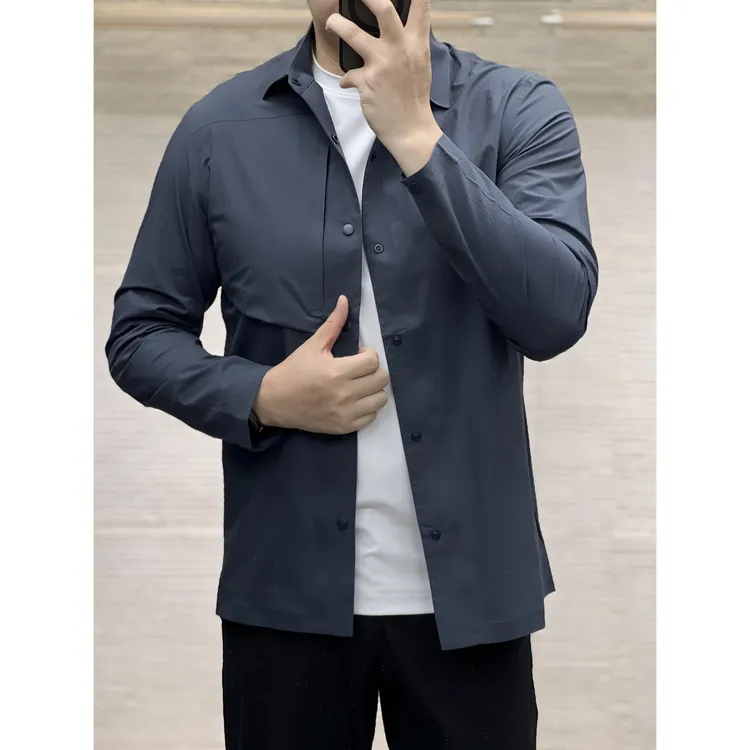 夏季新品男士轻奢商务休闲纯色翻领按扣超薄防晒夹克 GW45