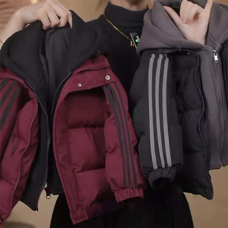 新款儿童连帽棉服假两件休闲风棉袄男童女童棉衣中大童外套韩版