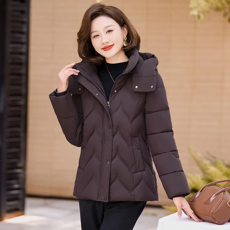新款时尚短款棉衣女士修身显瘦大码保暖棉袄中老年加厚棉服外套