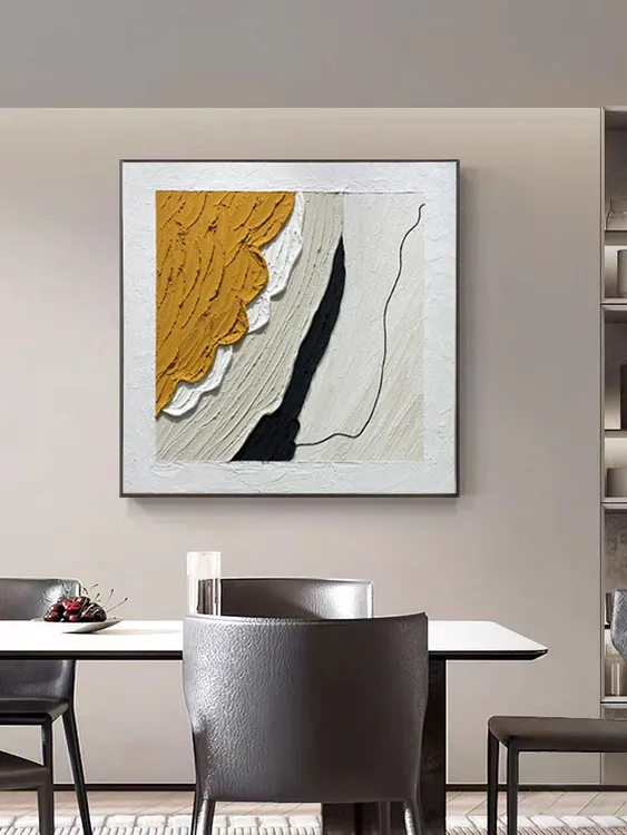 色彩-纯手工立体肌理画餐厅床头立体抽象时尚艺术单幅方形装饰画