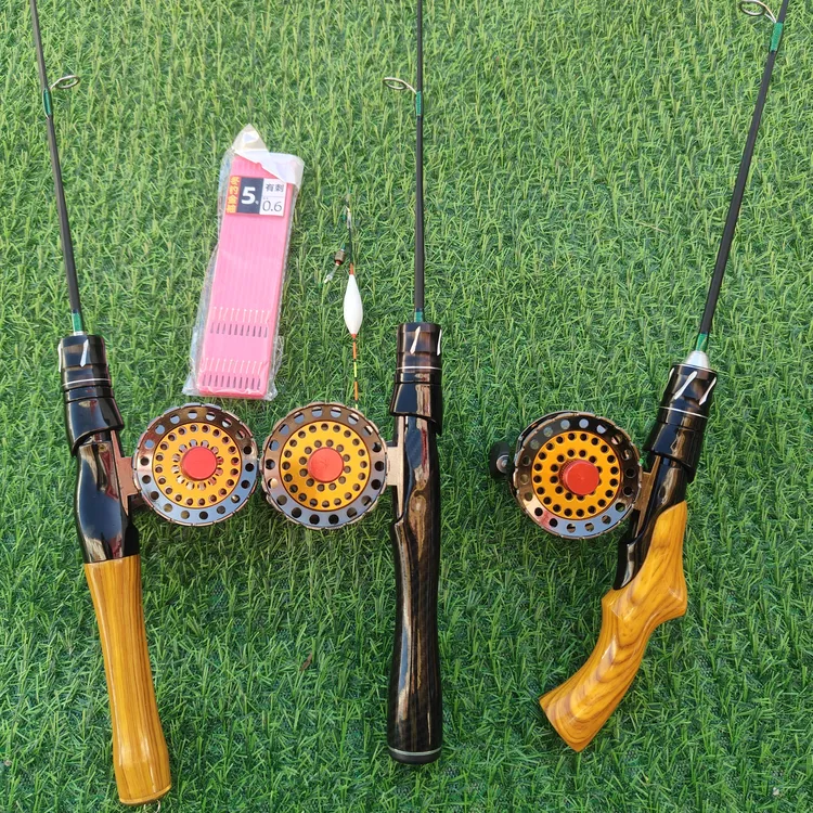 1号全金属一键放线60轮驼峰直柄竿线漂钩冰钓套装
