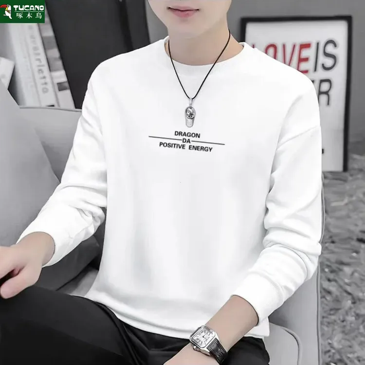 啄木鸟男士印花长袖圆领男美式痞帅长袖日常秋冬男士秋季套头卫衣
