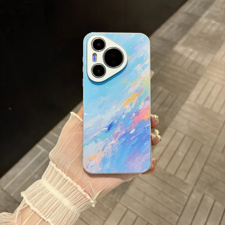 苹果/华为/oppo/vivo/小米 ins晕染适用pura70肤感玻璃防摔手机壳