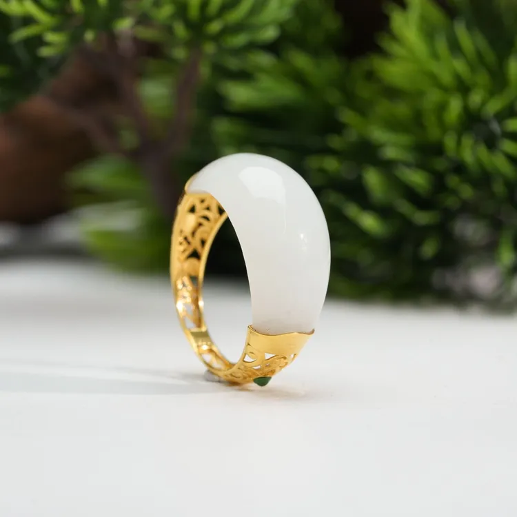 【小北严选】18K金和田玉戒指约20*9mm【多样性发一件】-AH09X970