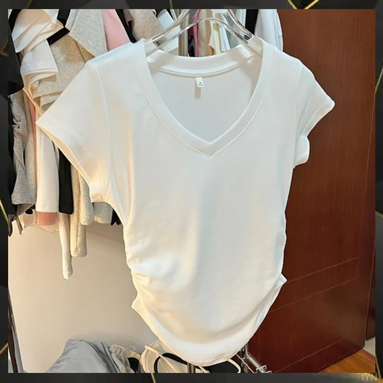 短款不规则新款收腰修身上衣小众甜辣洋气潮t恤夏短袖女2024欲纯