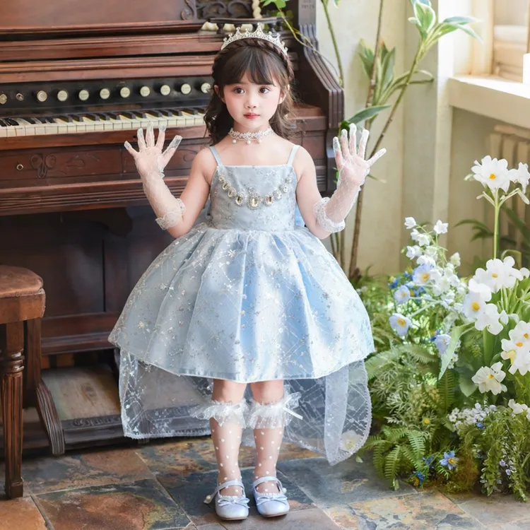 女童连衣裙夏装2025新款儿童夏季洛丽塔裙子表演小女孩艾莎公主裙